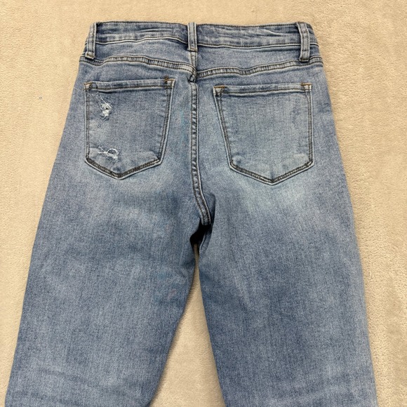 VERVE Los Angeles Jeans Women's 27 Raw Hem Straight Ankle Distressed Blue Denim - Picture 10 of 15